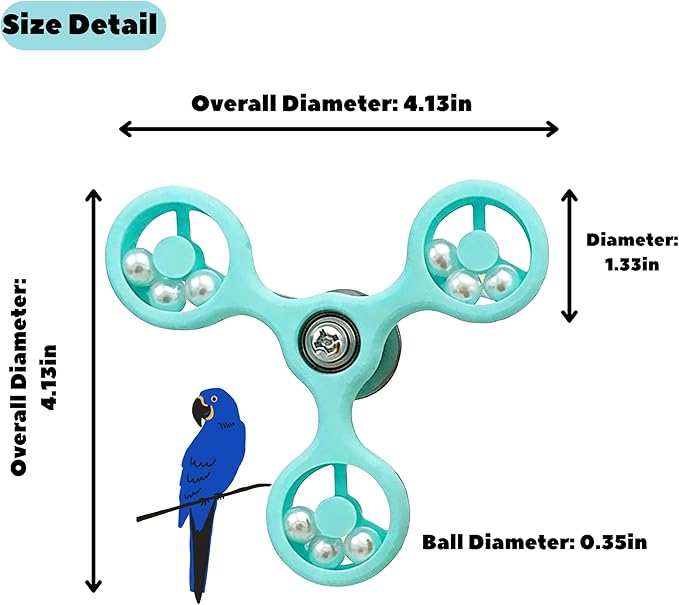 Spinning Bird-Toys Bird Cage Toys & Bird Perch Parrot-Parakeet Budgie Cockatiel Conure Macaw Chicken Parrot Enrichment Cage Accessories Small Animal Chewing Toy (Cyan Spinner)