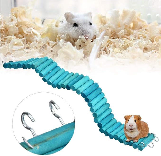 6 x 50CM Pet Hamster Parrot Climbing Ladder, Soft Hanging Suspension Wooden Ladder Bridge Birds Toy