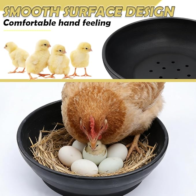 DQITJ 4 Pack Bird Nest Bowl Plastic Racing Pigeon Breeding Hatching Nest Box Birdcage Egg Basin for Pigeon Chicken Doves Quail Bird (Dia: 8.6 Inches, Black)