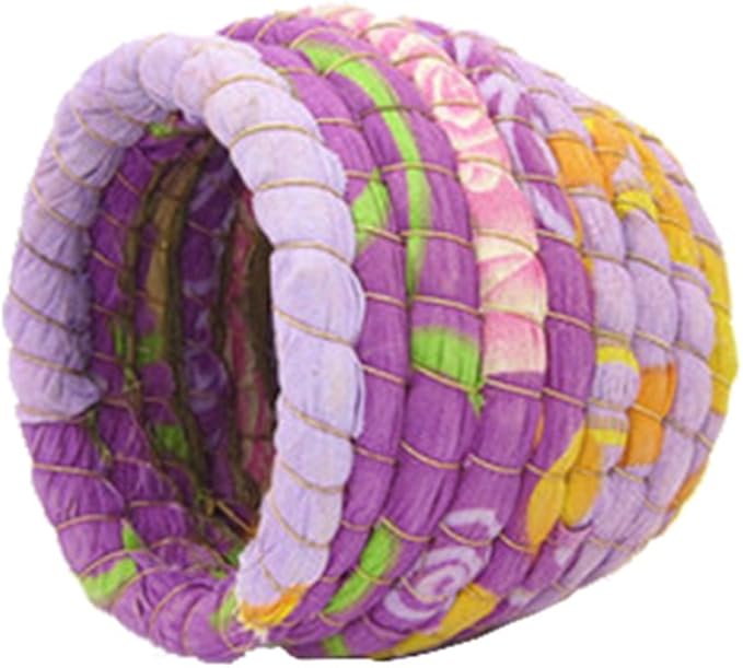 YJJKJ Pet Products Bird Nest Handwoven Straw House for Parakeets Cockatiels Parrot Budgie Or Small Pet (L, Rainbow Color (Random Color))