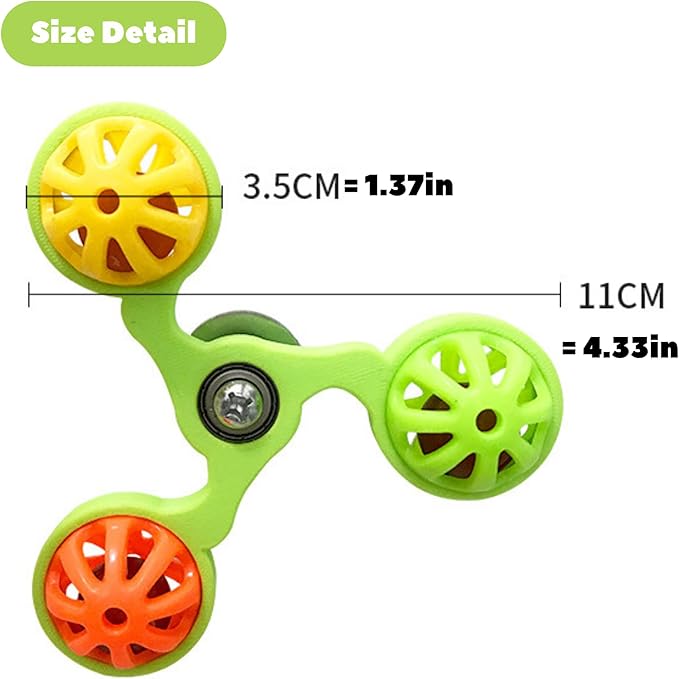 Spinning Bird-Toys Bird Cage Toys & Bird Perch Parrot-Parakeet Budgie Cockatiel Conure Macaw Chicken Parrot Enrichment Cage Accessories Small Animal Chewing Toy (Green Spinner Bell)