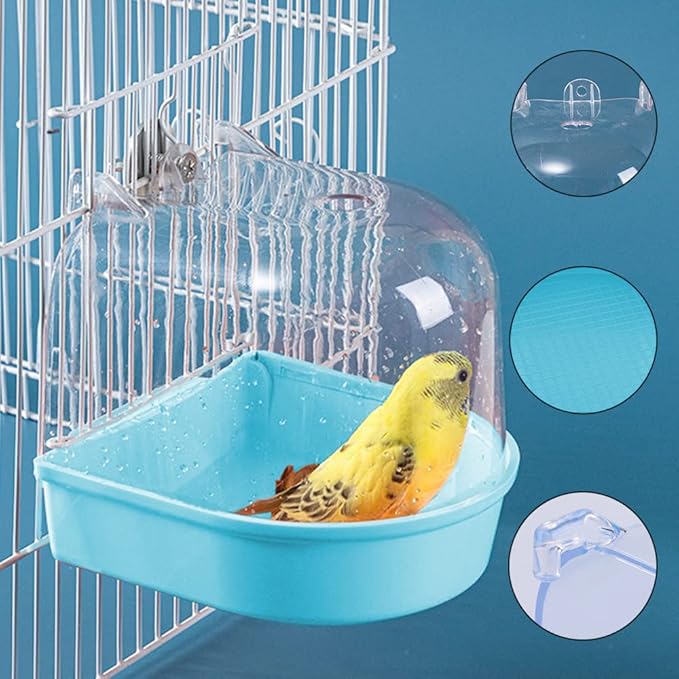 Bird Bath Tub, Hanging Bathtub Bird Cage Supplies with Hooks, Caged Bird Bath Bird Cage Parrot Supplies Bathing Tub, for Small Brids Lovebirds Canary Finches