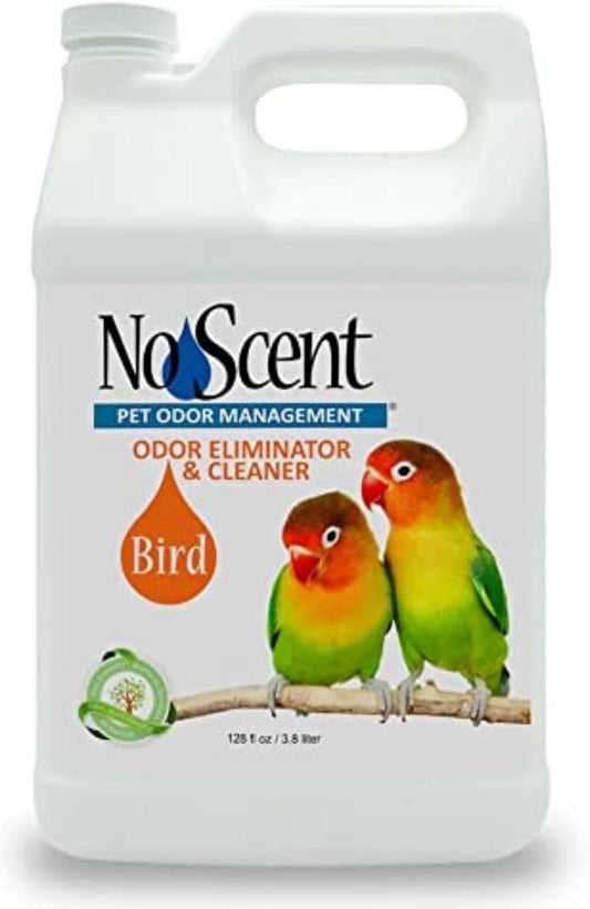No Scent Bird Cage Cleaner Spray & Pet Odor Management, Natural Aviary Freshener (128 Fl Oz / 3.8 Liter) Gallon