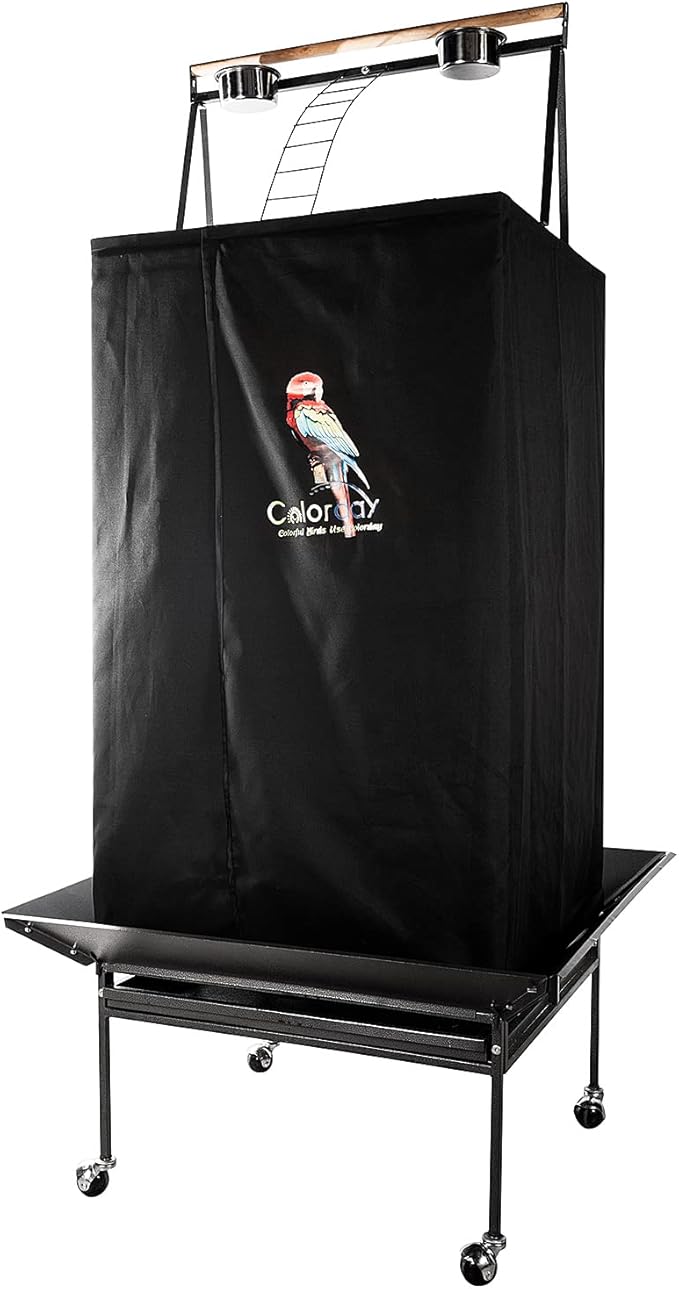 Colorday Good Night Bird Cage Cover for Large Bird Cage with Play Top (Patented), Black 68"