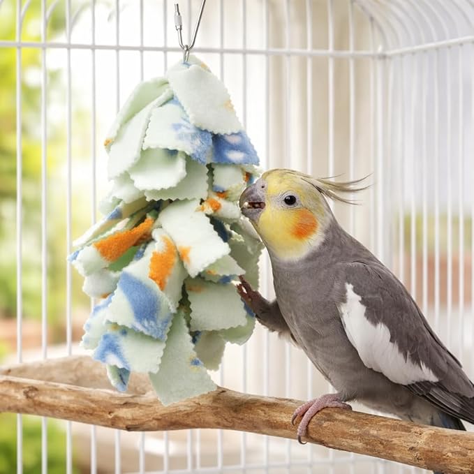 Bonka Bird Toys 1555 Medium Fluff Bird Toy – Shreddable Parrot Toy for Conures, Cockatiels & Medium Birds – Colorful Cage Enrichment Chew Toy (Pack of 2)