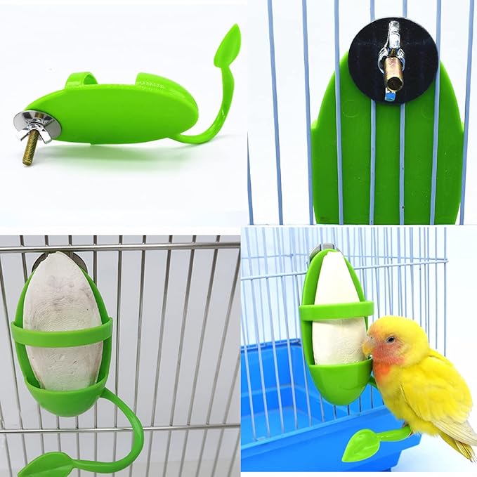 Plastic Bird Feeding Holder for Cuttlebone on Cage Parrot Cage Stands Parrots Feeder Perches,3 Pieces