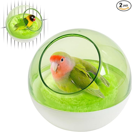 kathson Plastic Bird Nest Chewproof Small Bed with mat Hanging House Hut Bird Cage Breeding Hatching Nest Washable Parakeet Nest for Parrot Budgie Love Bird Canary (Green)