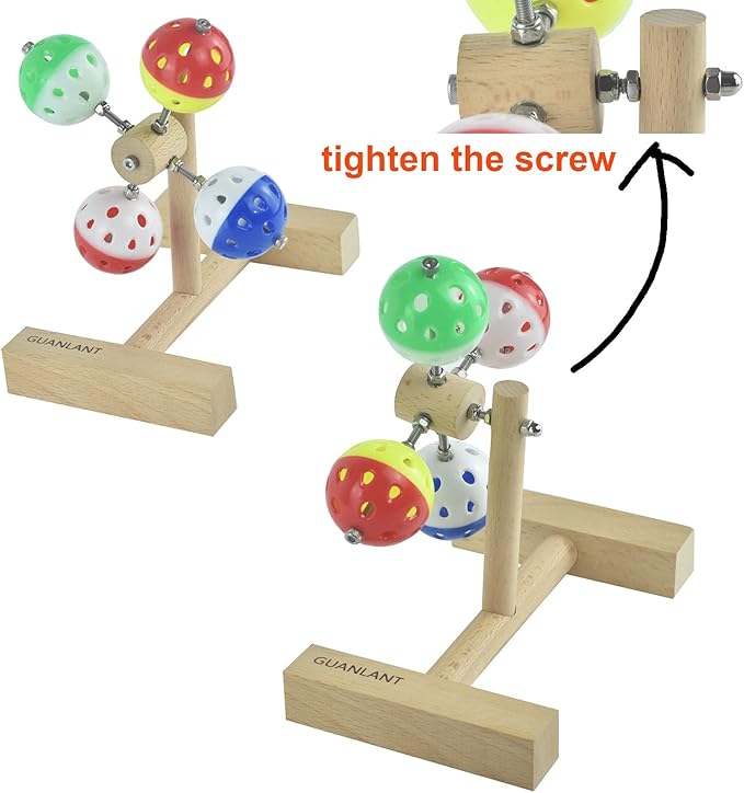 Foraging Bird Toys for Parrots, Budgie Rotating Birds Feeders Spinner Parakeet Ball Bell Toys Birdcage Accessories Food Treats Interactive Food Toys for Cockatiel Conures
