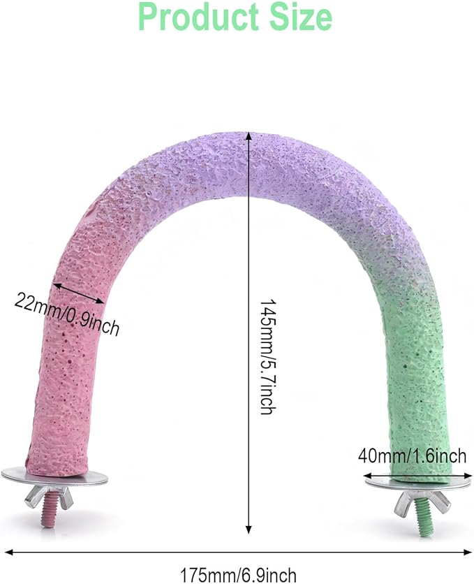 U Shape Parrot Perch Cage for 4cm Large Pad Fits Horizontal Vertical Bars Washable Bird perches Washable Colorfast Resin Perch for Budgies, Cockatiels to Trim Nails Beak Naturally