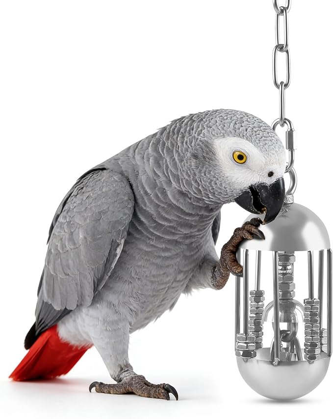 DBNESS Stainless Steel Bird Toys, Heavy-Duty Detachable Chain Chew Durable Metal Parrot Enrichment Toy for Medium to Large African Greys, Amazons, Cockatoos, Macaws