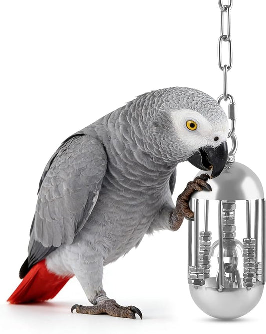 DBNESS Stainless Steel Bird Toys, Heavy-Duty Detachable Chain Chew Durable Metal Parrot Enrichment Toy for Medium to Large African Greys, Amazons, Cockatoos, Macaws