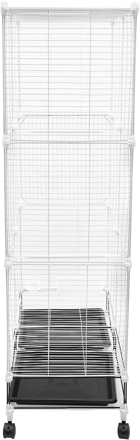 49 in Wrought Iron Flight Bird Cage, Freestanding Birdcage Bird Cage with 6 Universal Wheels, 3 Tiers Pigeons Parrot Birdcage with 1-10 Birds Capacity (White, Black)