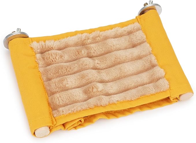 Wontee Hamster Plush Hammock Bird Hanging Bed Nest for Rat Squirrel Chinchilla Gerbil Guinea Pig Small Parrot Budgie Parakeet Lovebird Canary (S, Yellow)