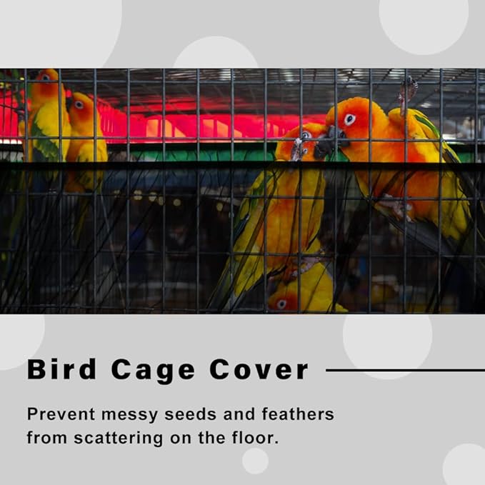 Bird Cage Seed Catcher, Bird Cage Mesh Guard Netting, Birdcage Seed Guard Skirt, Parakeet Cage Skirt for Round Square Cages (Black, XL)