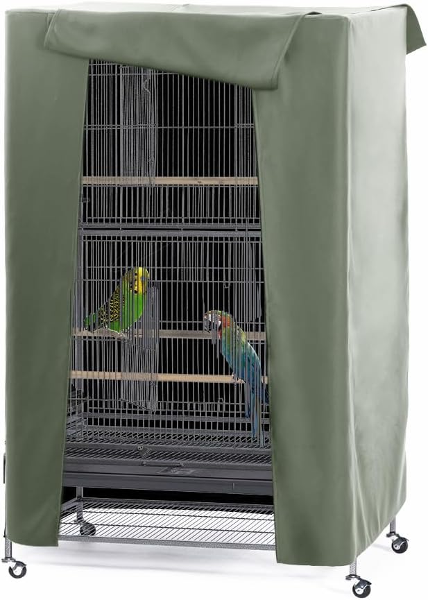 PONY DANCE Pets Product Universial Birdcage Cover Blackout & Breathable Birdcage Cover for Pets' Good Night,Large, Sega Green, 35" L x 25" W x 47" H, 1 Pc