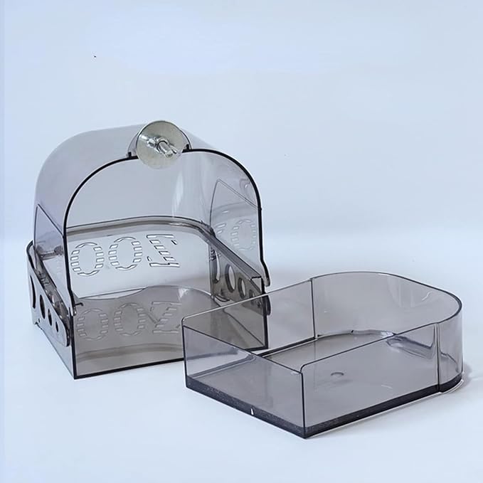 Bird Bath Cage, Cleaning Pet Supplies Cockatiel Bird Clean Bathtub with Hanging Hooks and Bottom Drawer for Cage Parrot Hanging Bathing Tub Bath Shower Box Accessory Supplies(Grey)