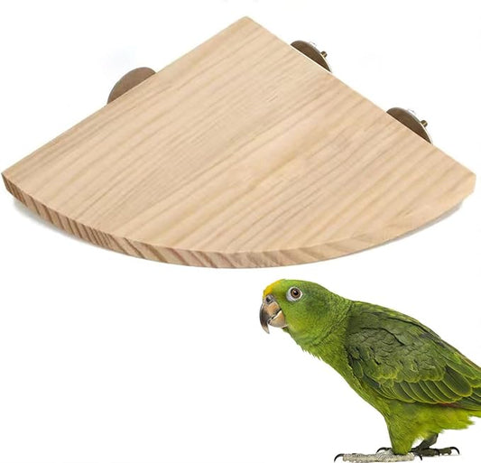 6.7Inch Flat Bird Perch, Smooth Polished Natural Pine Wood, Ruggedized Birdcage Platform, Fan-Shaped Corner Perches for Cage