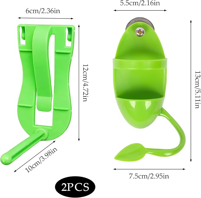 2 Pack Cuttlebone Holder for Bird Cage Green Bird Fruit Feeder Clip with Perch Stand. Millet Holder for Bird Cage Accessories for Parakeet Budgie Cockatiel (Vegetable Bracket)