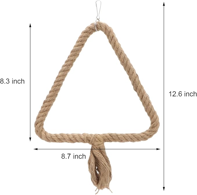 Bird Rope Swing Toy Parrot Climbing Perch Stand for Cockatiel Conure Cockatoo Parakeet Cage Hanging Decor (C: Triangle)