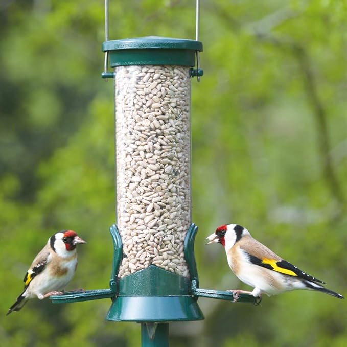 C J Wildlife Defender Metal Seed Feeder Green 2 Port Small 20cm, VIT-22054