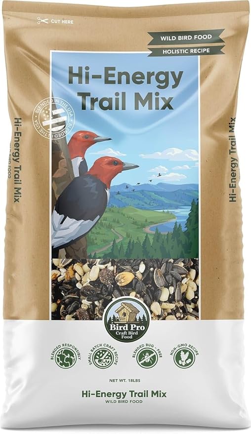 Bird Pro Holistic Bird Seed - Premium Seed for Backyard Feeding (18 Pounds, Hi-Energy Trail Mix)