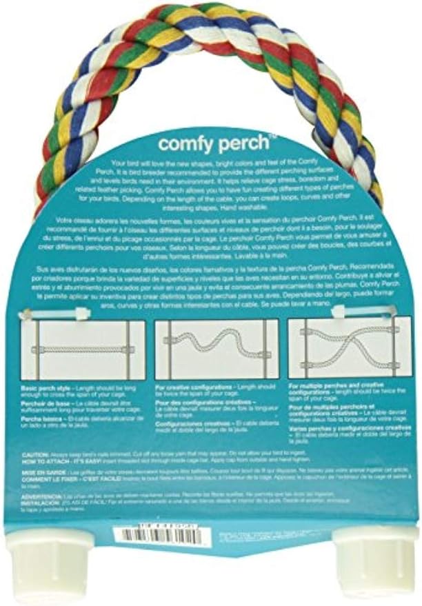 JW Pet Comfy Perch For Birds Flexible Multi-color Rope, Medium - 21" Length