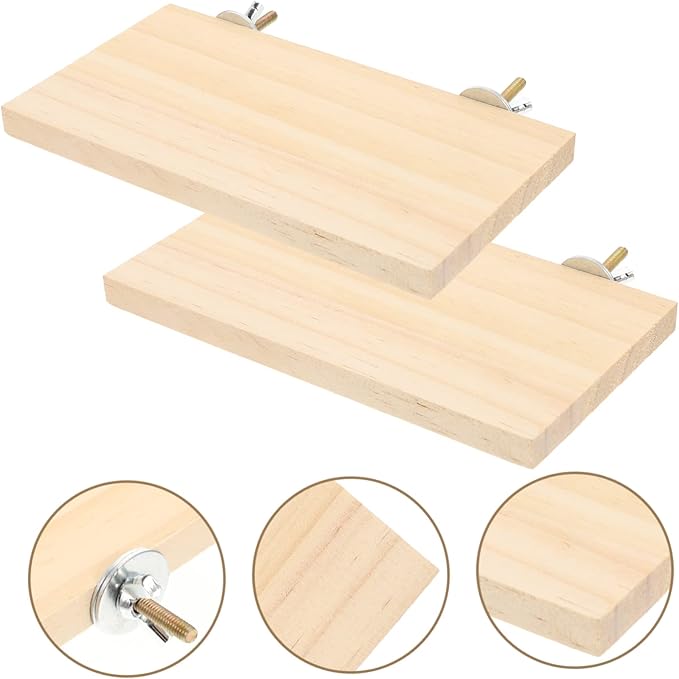 Beavorty 2pcs Pet Rest Station Parrot Wooden Perch Rectangle Wood Perch Parrot Stand Platform Bird Cage Accessories Toys for Hamsters Bird Toys for Cockatiels Bird Stand for Birds Xuan Feng