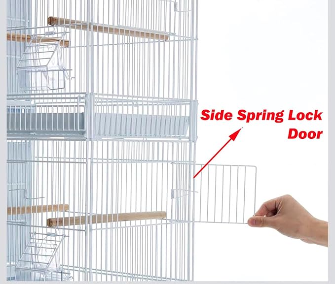White Stackable Breeder Bird Flight Cage Side Breeding Nest Box Door with Removable Divider (White, 26.5"x11"x15"H Lot-4)