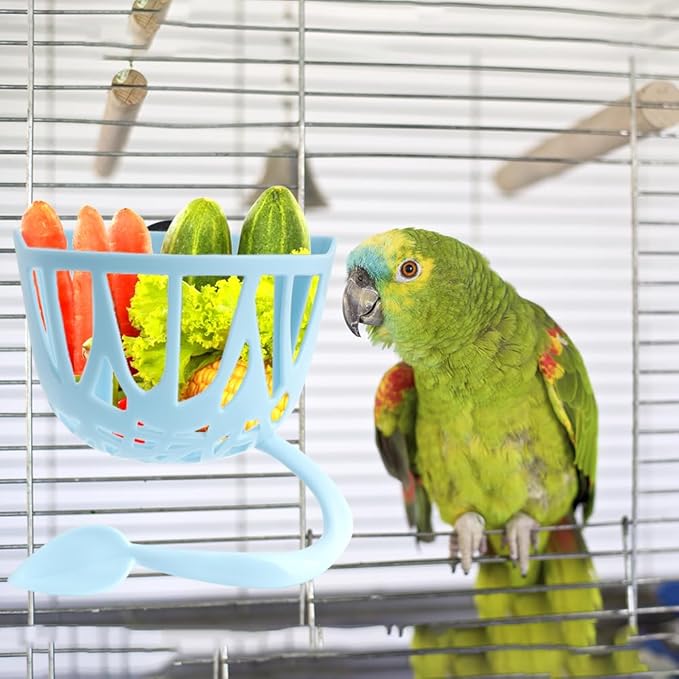 2 Pack Bird Feeder Parrot Vegetable and Fruit Feeding Rack Multipurpose Bird Feeding Cup Hanging Bird Cage Bowl Bird Daily Necessities for Parrot Birds Budgie Cockatiel