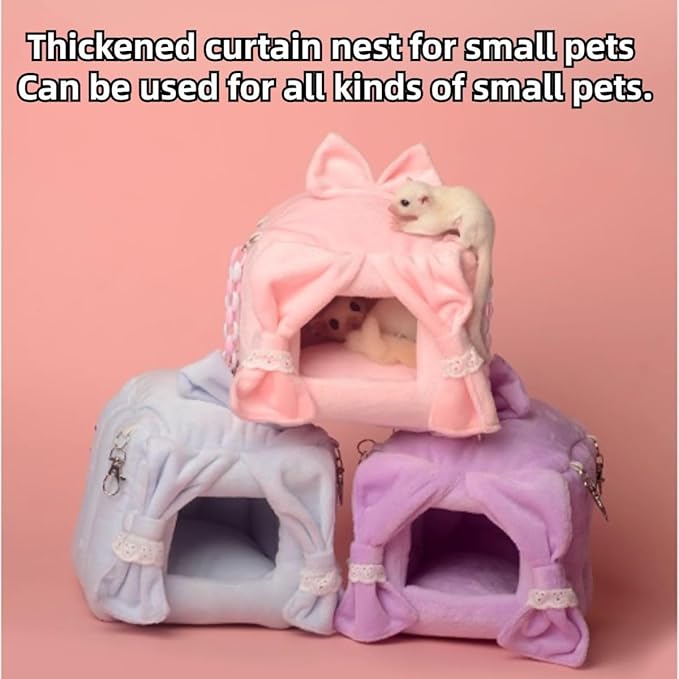 Warm Bird Nest with Hooks and Acrylic Chains Bird Cage Accessory Parrot Hammock Swing Small Animal Hanging Bed for Lovebird Conure Cockatiel (Purple,S)