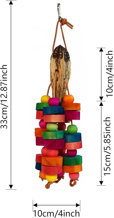 Bird Toys, Parrot Toys Natural Multi-Colored Wooden Bird Chew Toys for Small and Medium-Sized Parakeet,Cockatiel,Conures,Lovebirds Macaws,African Grey,Cockatoos,Amazon Parrots,Hanging Toys