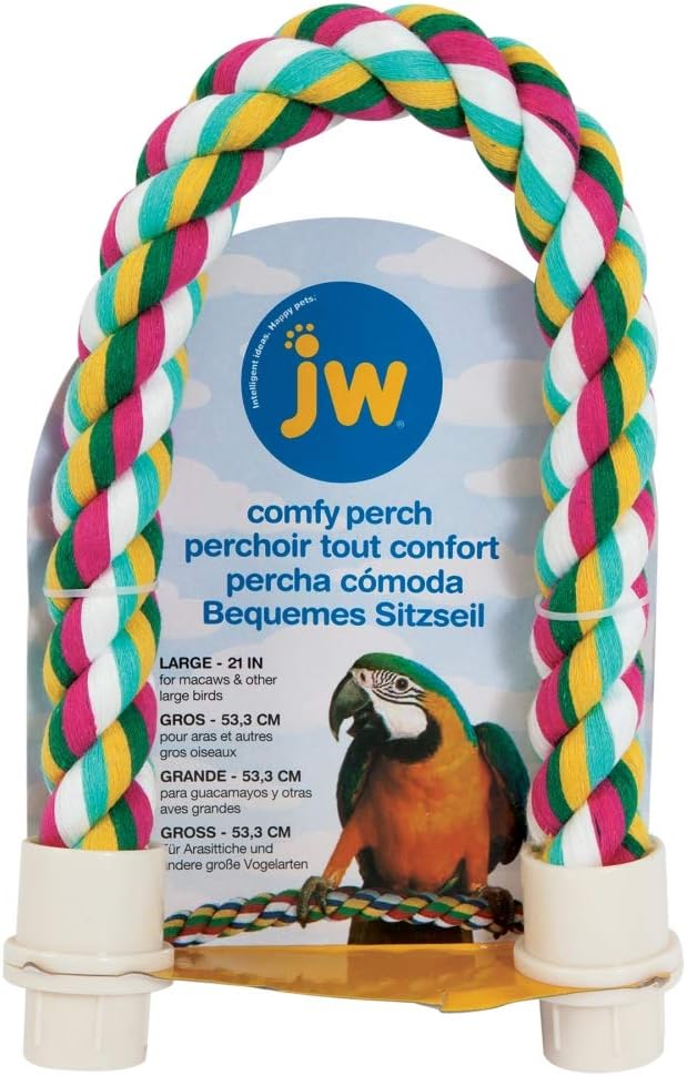 JW Pet Comfy Perch For Birds Flexible Multi-color Rope, Large - 21" Length