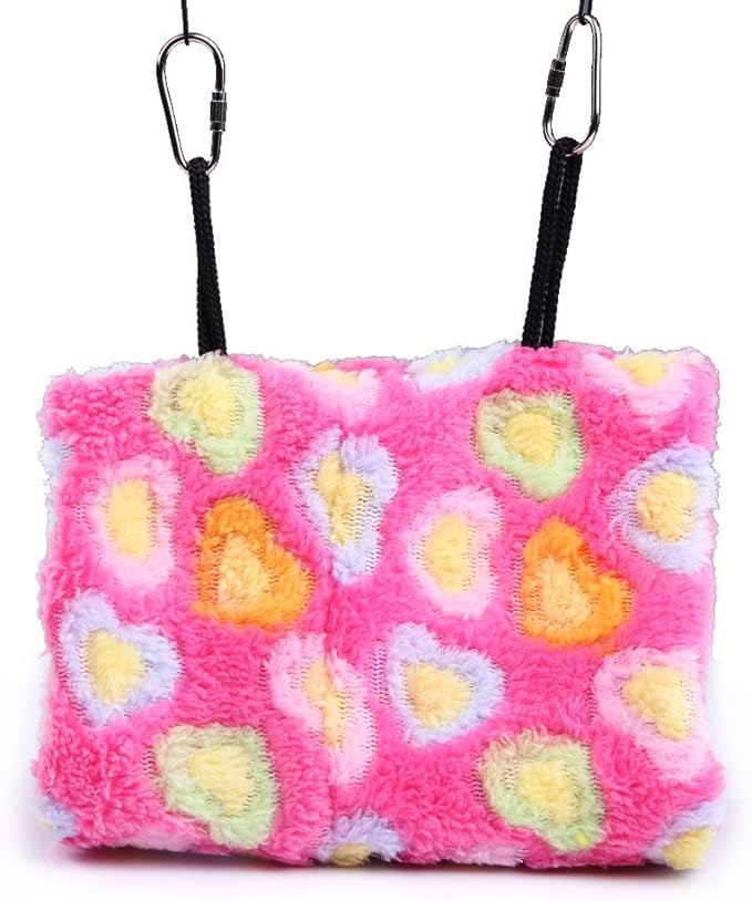 Vktech® Plush Snuggle Bird Hammock Hanging Snuggle Cave Happy Hut Bird Parrot Hideaway Size M (23.5 * 22cm) (Pink)