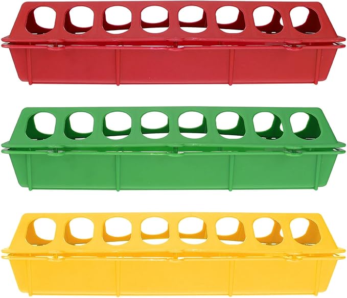 3 Pack Large Pigeon Feeder, 11.8 * 3.93 * 3.14inch - Thick Durable Slot Container Feeding Dish, Food Dispenser Tool for Pigeon Chicken Bird Poultry (Random Color)