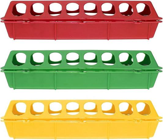 3 Pack Large Pigeon Feeder, 11.8 * 3.93 * 3.14inch - Thick Durable Slot Container Feeding Dish, Food Dispenser Tool for Pigeon Chicken Bird Poultry (Random Color)