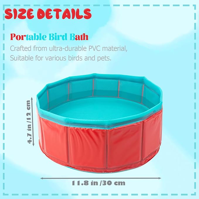 Portable Conure Bathtub,Parrot Bath Tub for Outdoor,Outdoor Travel Multi Functional Portable Parrot Bath,Suitable for Small to Large Birds African Grey Budgerigar Parakeet African Parrot.