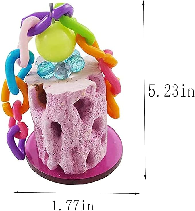 2Pcs Parrot Grinding Stone Gnawed Toys, Tree Root Design Pet Teeth Cleaning Stone Bite Toy, Pet Molars Stone for Budgie Parakeet Rabbit Squirrel Hamster