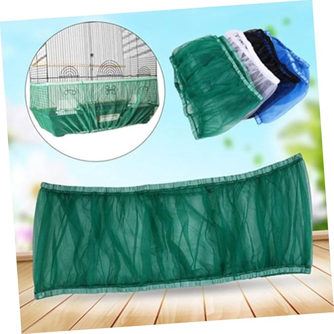 DOITOOL Mesh Bird Cage Cover with Elastic Bottom for Seed and Floor Protection Breathable Cage Skirt for Small Birds Parakeets Size L