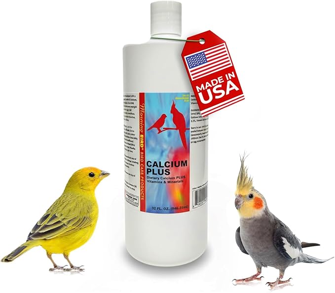Morning Bird Calcium Plus Liquid for Birds – Calcium Supplement with Vitamins and Minerals for Strong Eggshells, Healthy Bones - Support Growth, Breeding, and Wellness for All Birds 32 Fl Oz