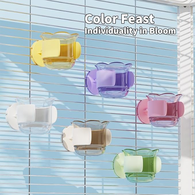 2pcs/4pcs PET Bird Bowls with Clamp, Bird Cage Feeder, Durable Water Bowl, Feeding Cups, Water Feeder for Cockatiel, Parakeet, Macaw, Finches, Lovebirds, Small Animals Gray (Purple, 4pcs)