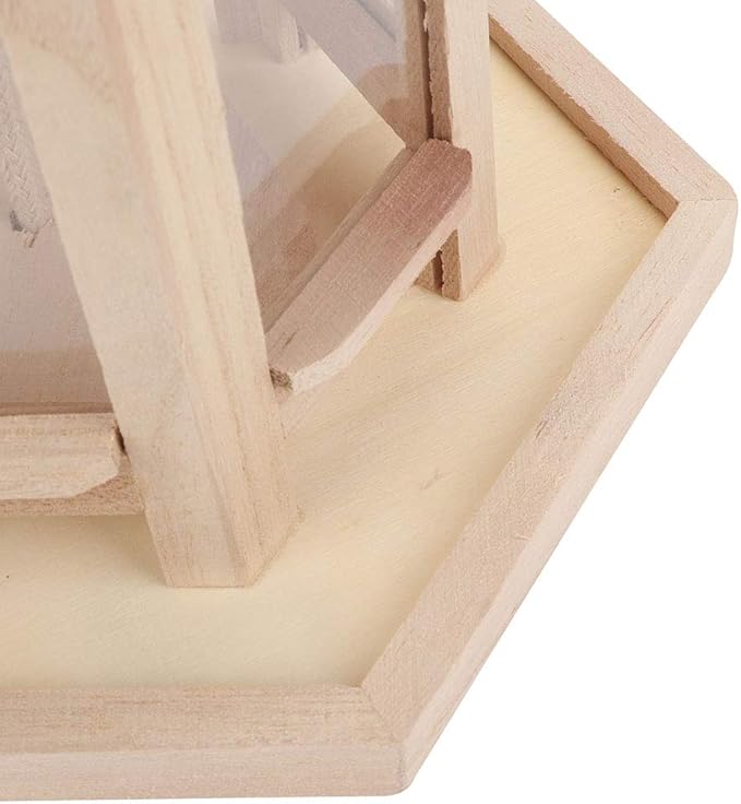 Bird Feeder for Outdoor, 24.5×20×20cm Wooden Hanging Birdfeeder Building Kits Birds Nests Ornaments Feeder Food Container with Hang Rope