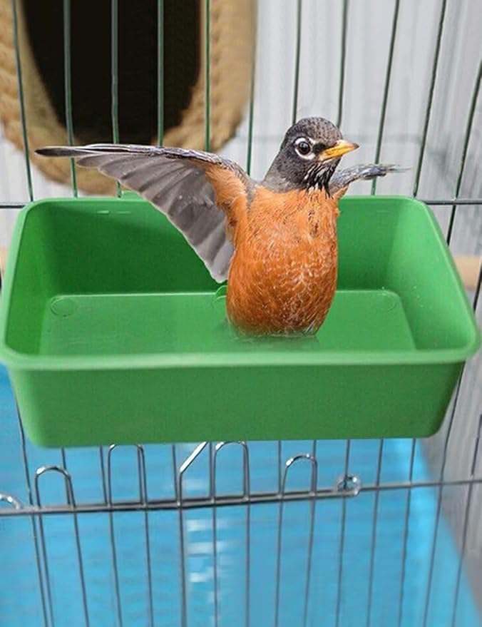 2 Pieces Bird Feeding & Watering Supplies,Bird Bath for Cage,Bird Water Feeder,Parakeet Bath,Bird Feeder for Cage,Bird Cage Feeder,Bird Shower,Bird Food Bowl (Green)