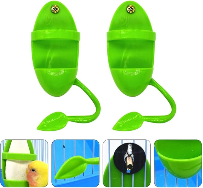 POPETPOP Cuttlebone Holder for Bird Cage: 2Pcs Bird Feeding Cup Plastic Cuddle Bone Feeding Racks Food Holder for Parakeet Cockatiel Conure Love