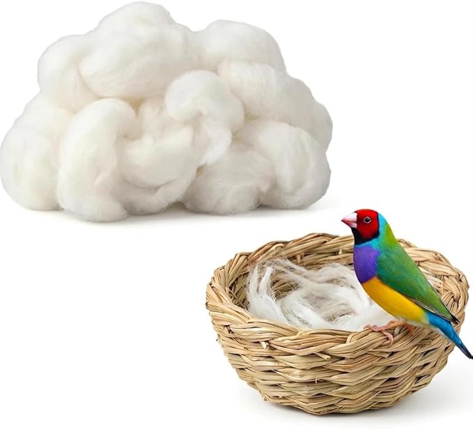 Natural Nesting Material,100% Natural Cotton Fiber,Eco-Friendly Animal Bedding,Bird Nesting Material for Hummingbirds,Parrots,Squirrels,Hamsters,Other Wild Birds & Animals,Gifts for Bird/Nature Lovers