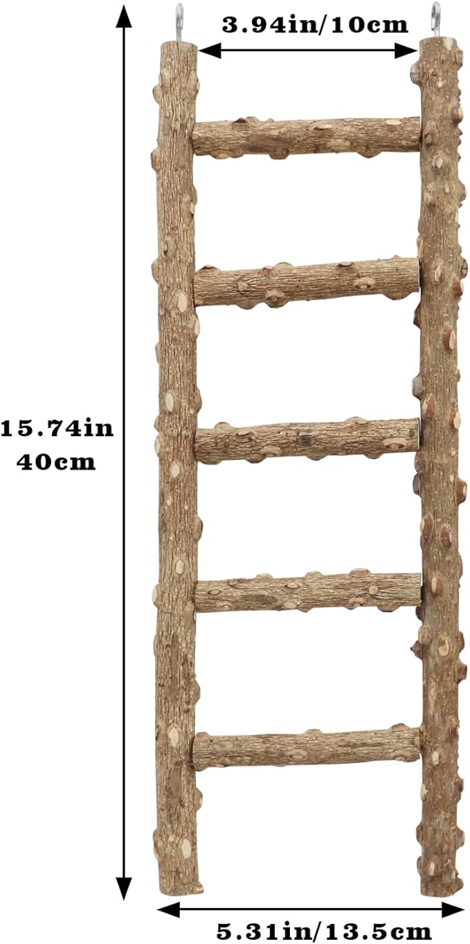Natural Pepper Wood Parrot Ladder - Bird Climbing & Chewing Toy, Cage Accessory for Parrots, Parakeets, Cockatiels