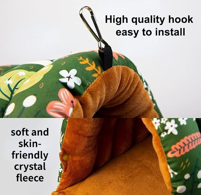 Parrot Warm House Bird Nest Winter Hanging Hammock Birds Sleeping Bed Parrot Hideway Bed Washable for Parrot Parakeet Cockatiels Budgies Lovebird (XL,Forest Green)
