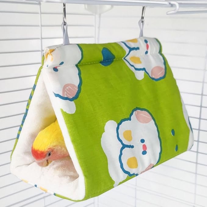 Warm Bird Nest House Bed Hanging Hammock Sleeping Bed Plush Hanging Snuggle Cave Hut for Pet Parrot Parakeet Cockatiel Conure Cockatoo(Yellow)
