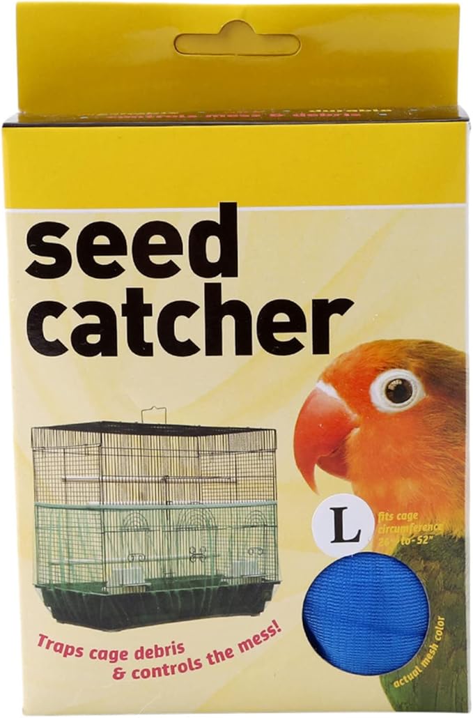 Bird Cage Seed Catcher, Stretchy Form Fitting Mesh Skirt Cover for Parrot Enclosures, Light and Breathable Fabric, Prevent Scatter and Mess,66 * 28Cm Blue