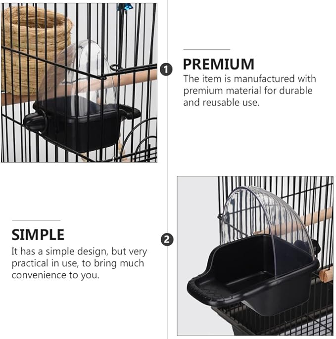 STOBOK Plastic Bird Feeder, Bird Bath Tub, Suitable for Small Parrots and Finches, 12.50x12.50x12.50cm