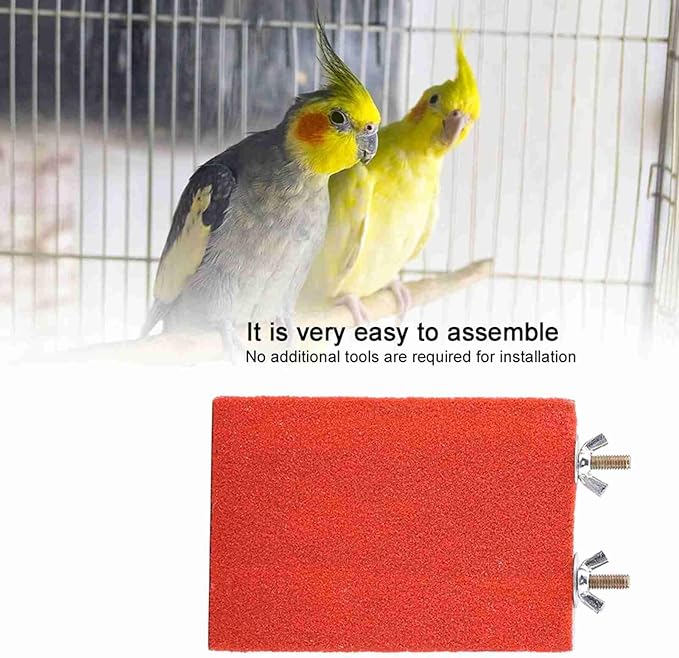Wood Bird Perch Stand Platform Bird Cage Corner Shelf Grinding Clean Bird Playground for Hamster Squirrel Standing Sleeping Chewing (Red Short Side Screw)